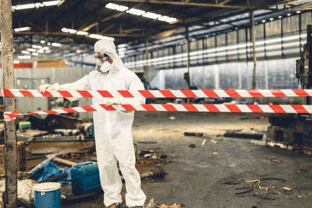 Professional Biohazard technician working in Naval Anacost Annex, DC
